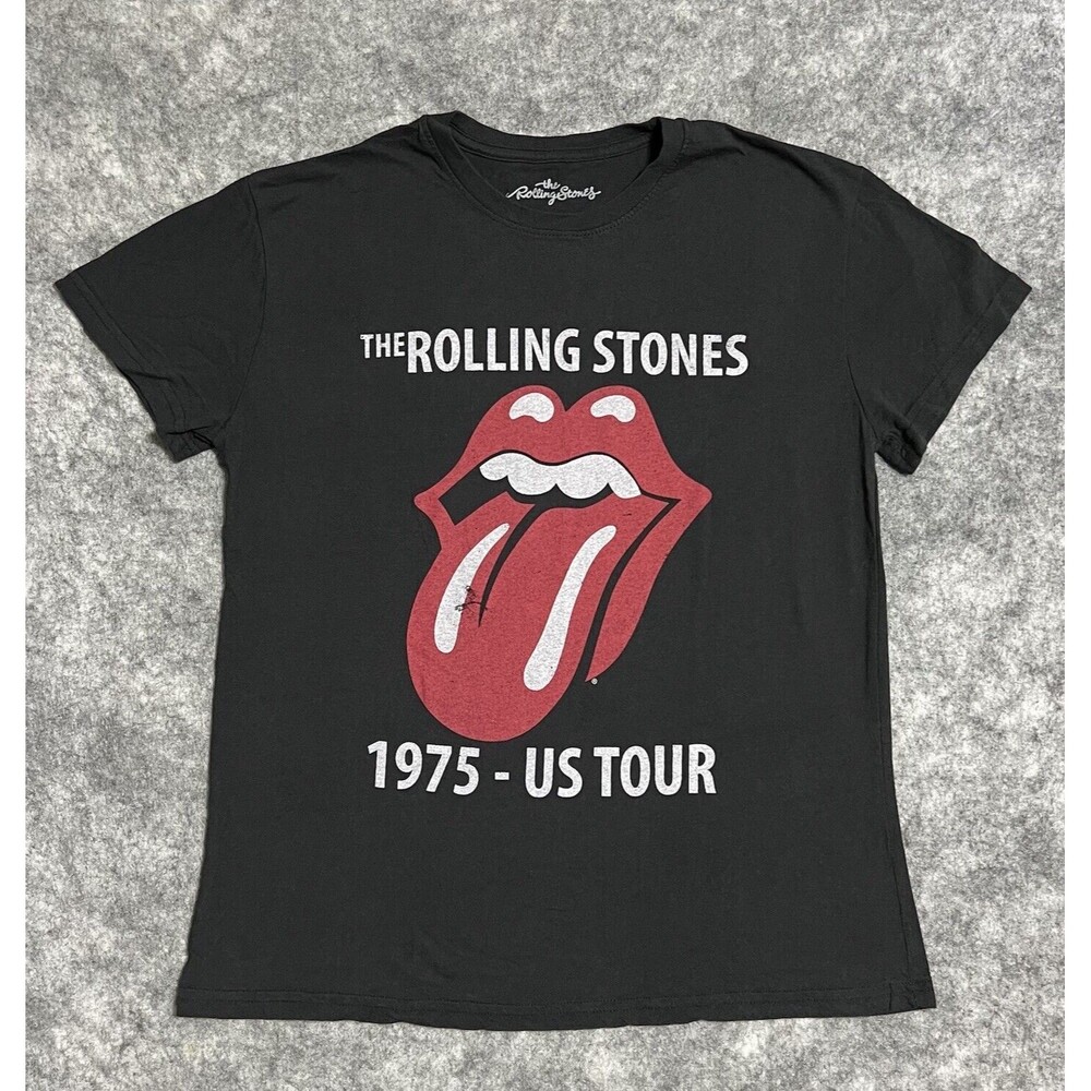 The Rolling Stones T-Shirt Men’s L 1976 U.S. Tour Black Band Tee Rock n Roll